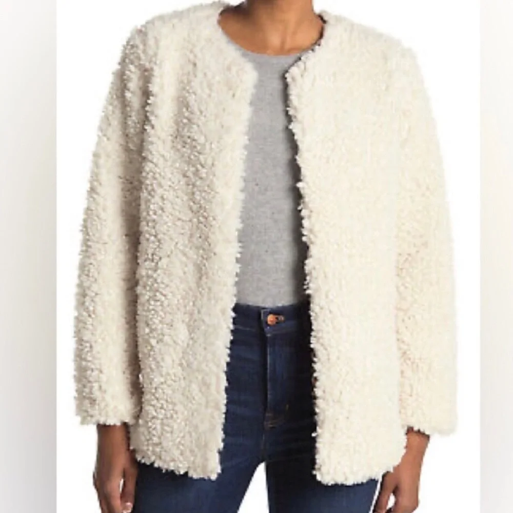 Band of Gypsies Faux Shearling Open Front Jacket Size S